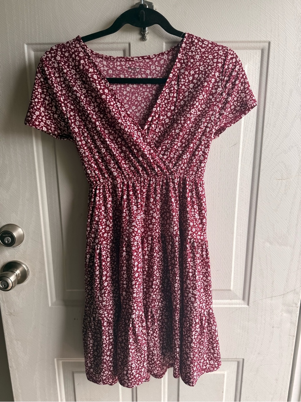 No Boundaries Burgundy Floral Midi Wrap Dress